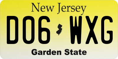 NJ license plate D06WXG