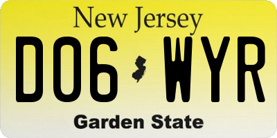 NJ license plate D06WYR