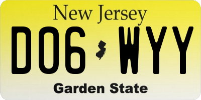 NJ license plate D06WYY