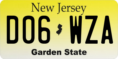 NJ license plate D06WZA
