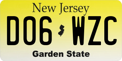 NJ license plate D06WZC