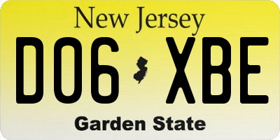NJ license plate D06XBE