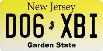 NJ license plate D06XBI