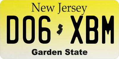 NJ license plate D06XBM