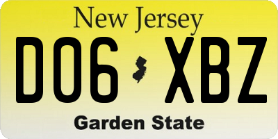 NJ license plate D06XBZ