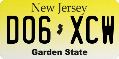 NJ license plate D06XCW