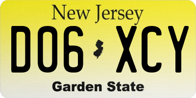 NJ license plate D06XCY