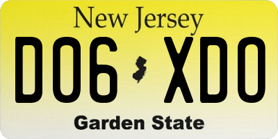 NJ license plate D06XDO