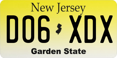 NJ license plate D06XDX