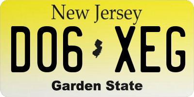 NJ license plate D06XEG