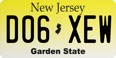 NJ license plate D06XEW