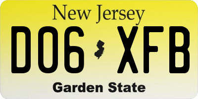 NJ license plate D06XFB