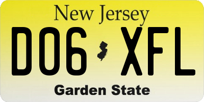 NJ license plate D06XFL