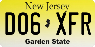 NJ license plate D06XFR