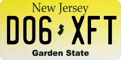 NJ license plate D06XFT