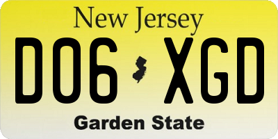 NJ license plate D06XGD
