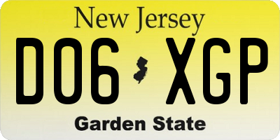 NJ license plate D06XGP