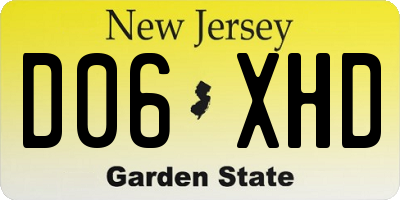NJ license plate D06XHD