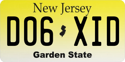 NJ license plate D06XID