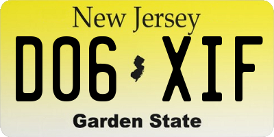 NJ license plate D06XIF