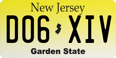 NJ license plate D06XIV