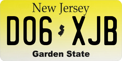 NJ license plate D06XJB