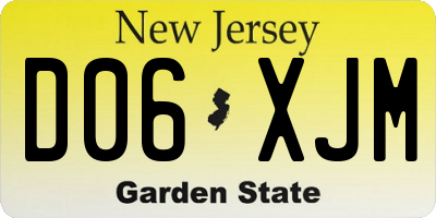 NJ license plate D06XJM