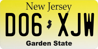 NJ license plate D06XJW