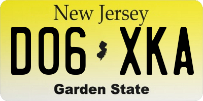 NJ license plate D06XKA