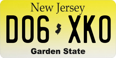 NJ license plate D06XKO