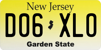 NJ license plate D06XLO
