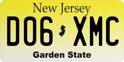 NJ license plate D06XMC
