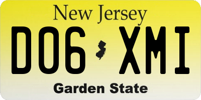 NJ license plate D06XMI