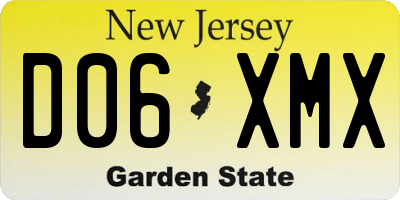 NJ license plate D06XMX