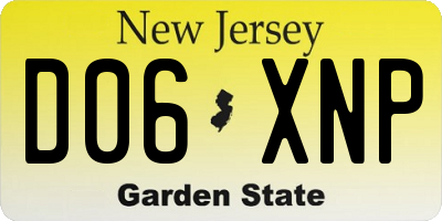 NJ license plate D06XNP