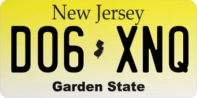 NJ license plate D06XNQ