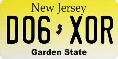 NJ license plate D06XOR