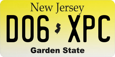 NJ license plate D06XPC