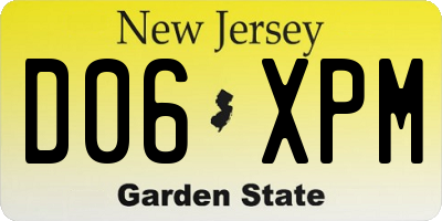 NJ license plate D06XPM