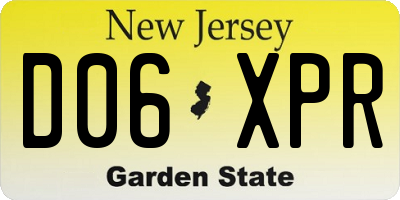NJ license plate D06XPR