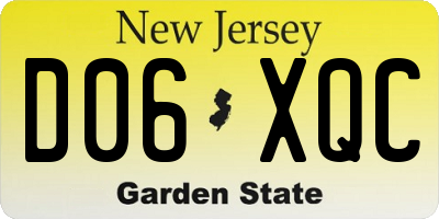NJ license plate D06XQC