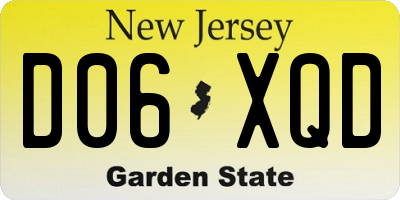 NJ license plate D06XQD
