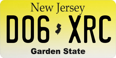 NJ license plate D06XRC