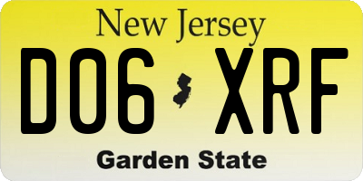 NJ license plate D06XRF