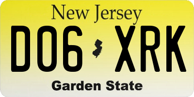 NJ license plate D06XRK
