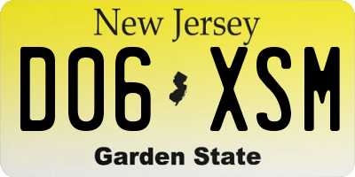 NJ license plate D06XSM