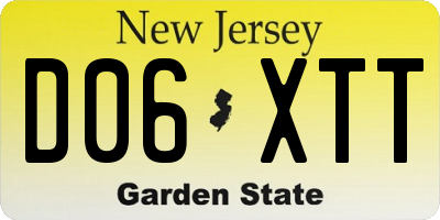 NJ license plate D06XTT