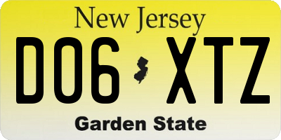 NJ license plate D06XTZ