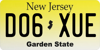 NJ license plate D06XUE