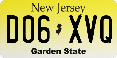 NJ license plate D06XVQ